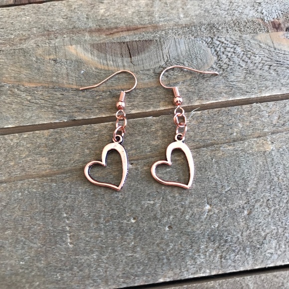 handmade Jewelry - 3 for $25 Handmade Rose Gold Heart Earrings